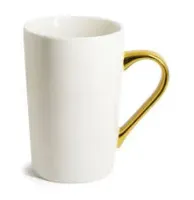 Caneca Cônica Branca ou Rosa de Porcelana para Sublimação com Alça Cromada Dourada - 400ml  GOLD - Foto 2