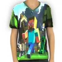 Camisa Gola V com Manga Infantil