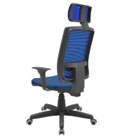  Cadeira Multiregulável NR17 Brizza Tela Encosto Regulável com Base Giratória com Braços Reguláveis e Apoio de Cabeça - Foto 2