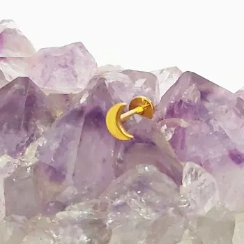 Labret em Titânio PVD DOURADO 1.2mm  LUA Rosca Interna  TIT22 - Foto 2