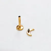 Labret em Titânio PVD DOURADO 1.2mm  LUA Rosca Interna  TIT22 - Foto 3