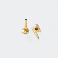 Labret em Titânio PVD DOURADO 1.2mm  RAIO Rosca Interna  TIT23 - Foto 3