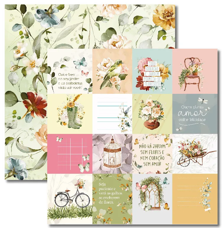 SC-836- Garden 10 - Papel para Scrapbook Dupla Face
