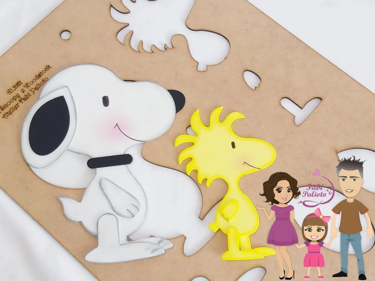 G1.282 Gabarito de Moldes em MDF Snoopy e Woodstock  - Amiguinhos do Snoopy Imagem