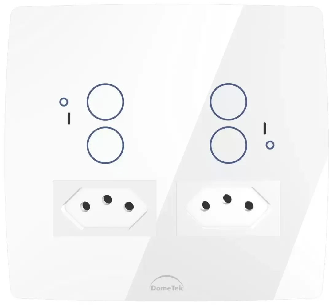 Espelho placa 2 tomada + 4 Interruptor Inteligente SMART Wi-Fi CASA INTELIGENTE