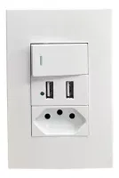 Tomada + Interruptor Usb De Parede Universal Bivolt 2.1a Celulares 4x2