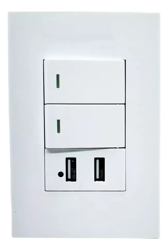 2 interruptor e 1 Tomada Usb De Parede Universal Bivolt 2.1a Celulares 4x2