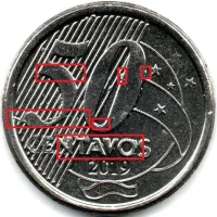 2019 - 50 Centavos - ERRO: Cunho Trincado e Entupido - Moeda Brasil