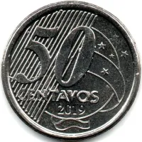 2019 - 50 Centavos - ERRO: Cunho Trincado e Entupido - Moeda Brasil - Foto 2