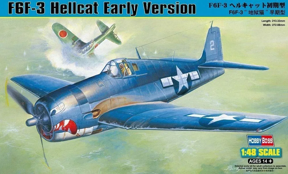 Avião F6F-3 Hellcat Early Kit Hobby Boss 1/48 plastimodelismo