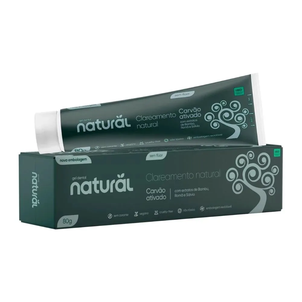 Gel Dental Natural com Carvão Ativado 80g - Orgânico Natural Imagem