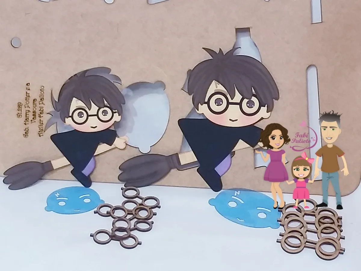 G1.289 Gabarito de Moldes em MDF Harry Potter e a Vassoura  + Stencil de Expressão Imagem