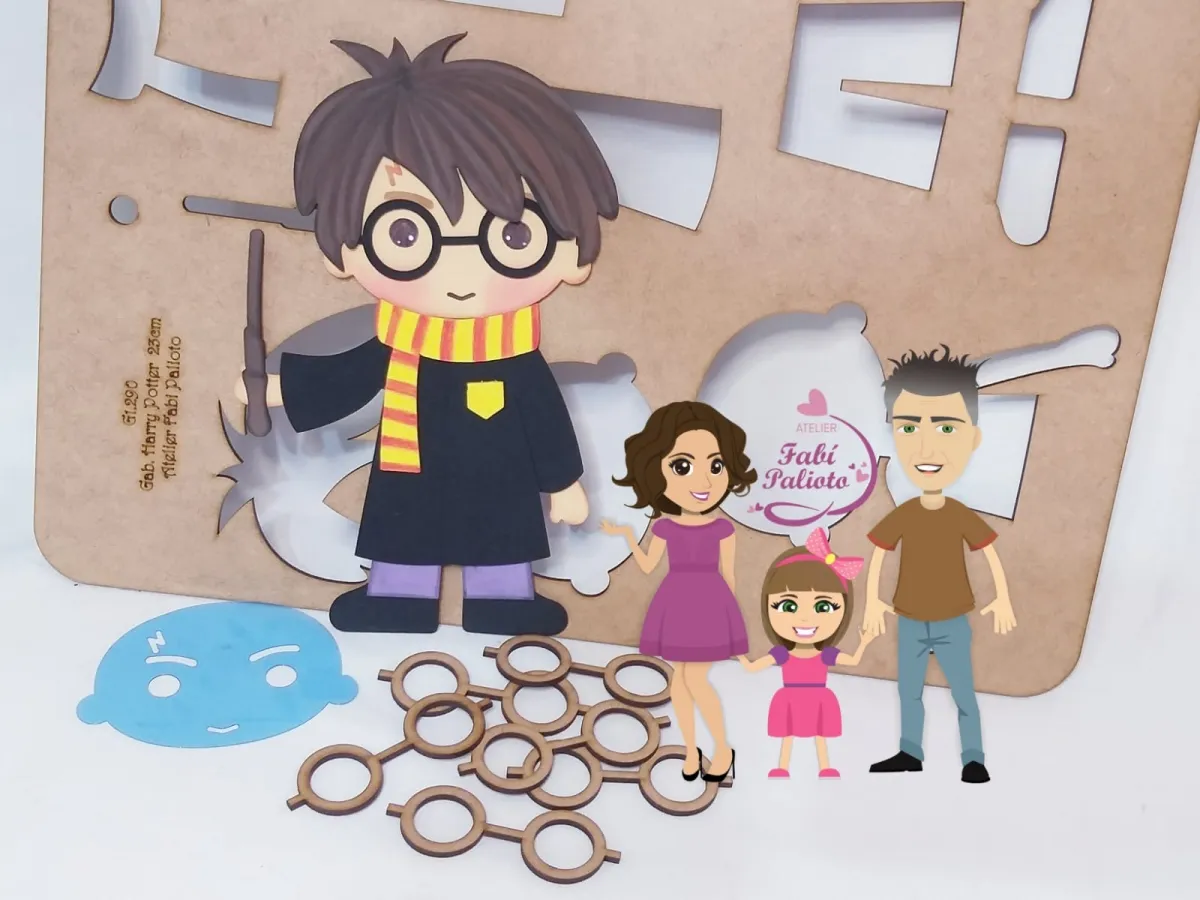 G1.290 Gabarito de Moldes em MDF Harry Potter 23cm  + Stencil de Expressão Imagem