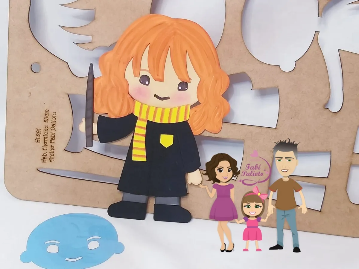 G1.291 Gabarito de Moldes em MDF Hermione 23cm  + Stencil de Expressão