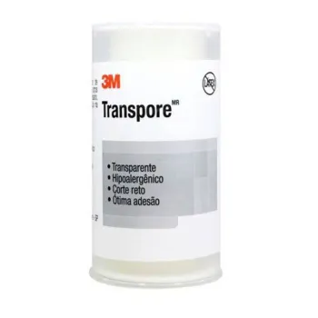 Fita Transpore 10x4,5cm Plástica Transparente Microperfurada - 3M - Foto 2
