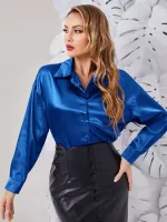 Camisa Cetim Sólido Botão frontal - Foto 4