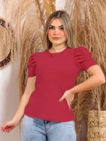 blusa feminina liso com manga curta - Foto 3