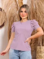 blusa feminina liso com manga curta - Foto 4