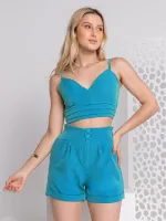 Conjunto Bainha de Ruffle Simples Boho Tecido Linho F37 - Foto 3