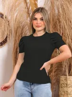 blusa feminina liso com manga curta - Foto 5