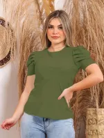 blusa feminina liso com manga curta - Foto 6