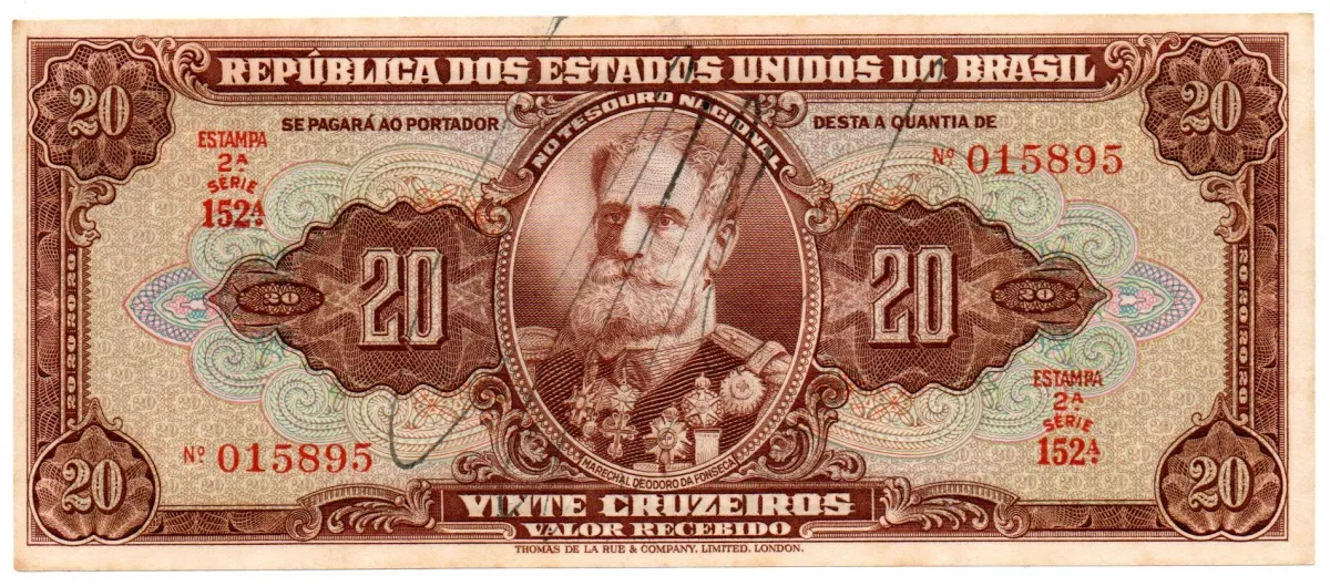 C083 - 20 Cruzeiros - 2° Estampa - Série 152 - Autografada / Assinada a Mão - Marechal Deodoro da Fonseca - Data: 1950 - SOB Imagem