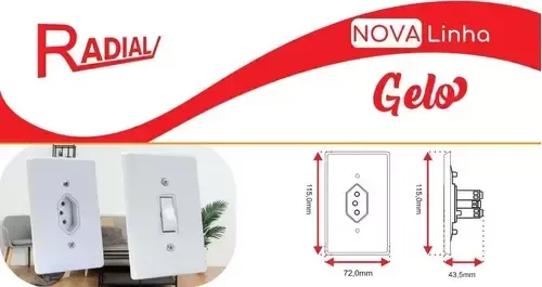 Radial Conjunto 1 Interruptor simples com espelho placa 4x2 Imagem