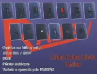 Radial Conjunto 1 Tomada com espelho placa  4x2 preta