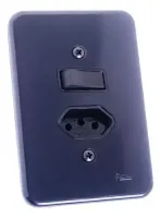Radial Conjunto 1 Interruptor simples com espelho placa 4x2 preta - Foto 2