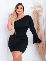 Vestido mula manca manga unica flare midy social - Foto 3