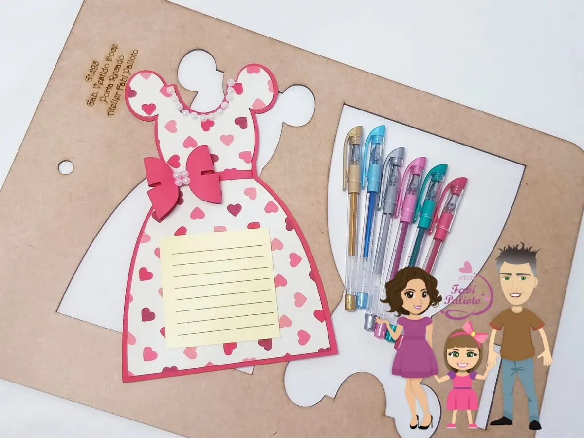 G1.293 Gabarito de Moldes em MDF Vestido Doce - Porta Recado