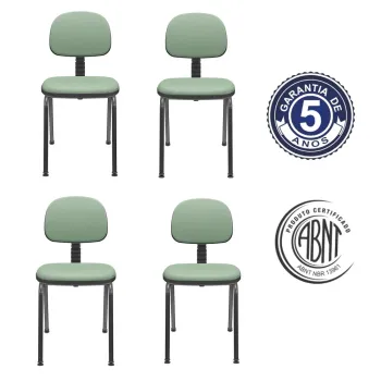 Kit com 4 unidades Cadeira Operativa Plus Secretária Fixa 4 Pés