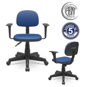 Cadeira  Operativa Secretária Plus Slim Base Giratória com Braços Reguláveis