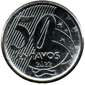 2022 - 50 Centavos - Moeda Brasil - Estado de Conservação: Flor de Cunho (FC) Imagem