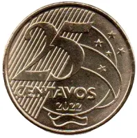2022 - 25 Centavos - Moeda Brasil - Estado de Conservação: Flor de Cunho (FC)