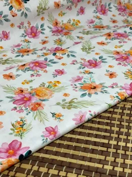 TECIDO TRICOLINE FLORAL PRIMAVERA  DIGITAL