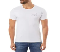 Camiseta Guess  Logo Silk  Manga Curta  Masculino – Branca
