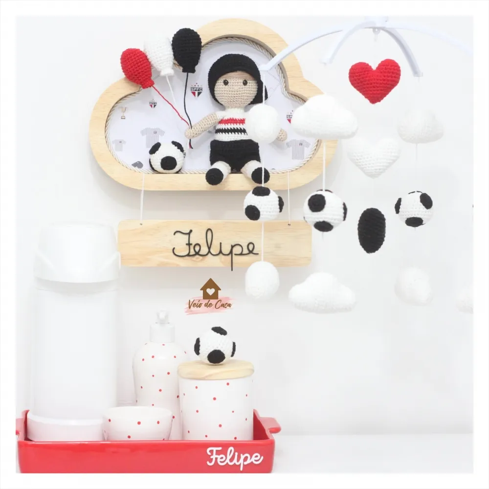 Kit Torcedor Futebol - Enfeite + Móbile + Kit Higiene