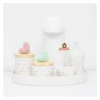 Kit Higiene - Corações - 6 peças - Poá - Bandeja Oval - Garrafa G