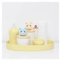 Kit Higiene - Ursinhos Carinhosos - 6 peças - Cores - Bandeja Oval  - Garrafa P