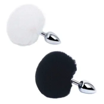 Plug Anal em Metal 6cm x 2,5cm Rabo Pom Pom – FT029