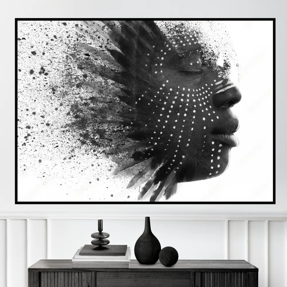 Quadro Rosto perfil pintura black