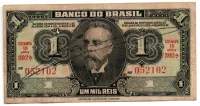 C001 - 1 Cruzeiro (1 Mil Réis Reaproveitada no Cruzeiro) - Assinada a mão / Autografada -  1° Estampa - Série 302 - Campos Salles - Data: 1944 - BC
