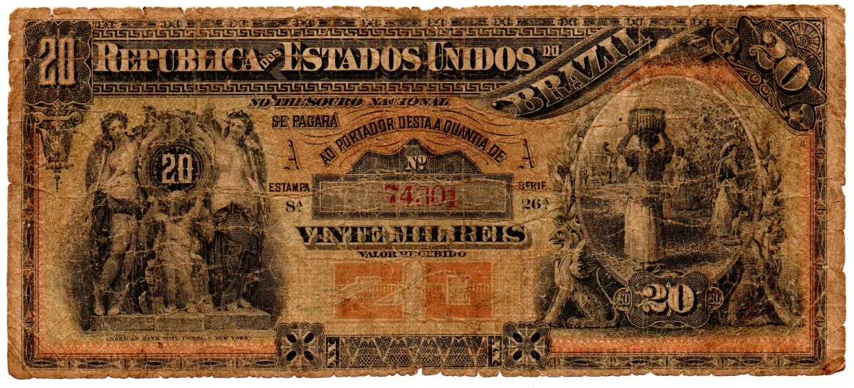 .R111 - 20 Mil Réis - 8° Estampa - Série 26 - A - Data: 1890 - R
