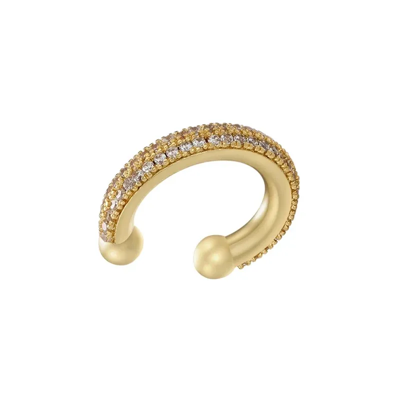Piercing Fake Fino Cravejado com Microzircônias - Ouro 18k Imagem
