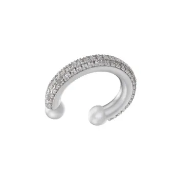 Piercing Fake Fino Cravejado com Microzircônias - Ródio Branco