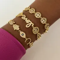 Pulseira Pingentes Cool Cravejados com Microzircônias - Ouro 18k - Foto 2