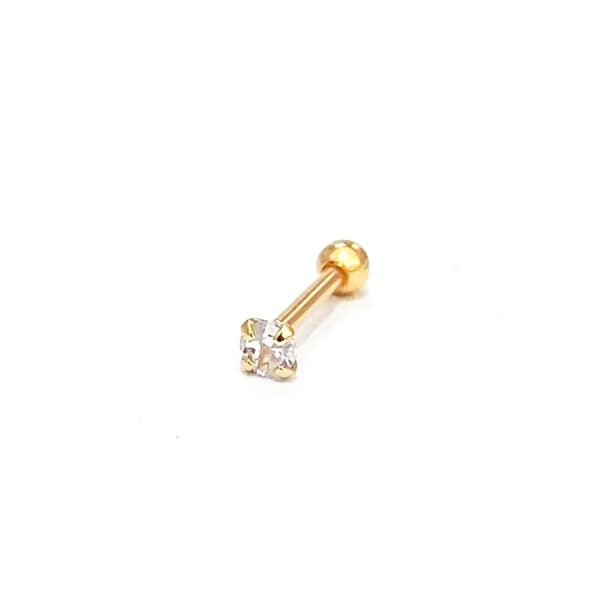 Micro Bell Aço Banho de Ouro com pedra C04  BNH16