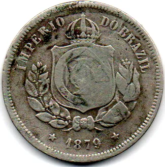 1879 - 100 Réis - Moeda Brasil Império Imagem