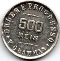 1907 - 500 Réis - Prata .900 - Aprox. 5g - 22mm - Moeda Brasil - Polida - Foto 2
